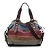 Produktbild Umhängetasche Damen, Damen Mädchen Crossbody Umhängetasche Vintage Retro Canvas Streifen Umhängetasche Handtasche Schultertasche Tote ideal für Uni Freizeit Einkaufen