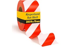 notlok Safety Work – Absperrband Rot Weiß [ 200 M x 70 mm ] aus LDPE | Robustes, wetterfestes Flatterband für BAU & Event | Trassenwarnband mit hoher Sichtbarkeit | reißfest & UV-beständig