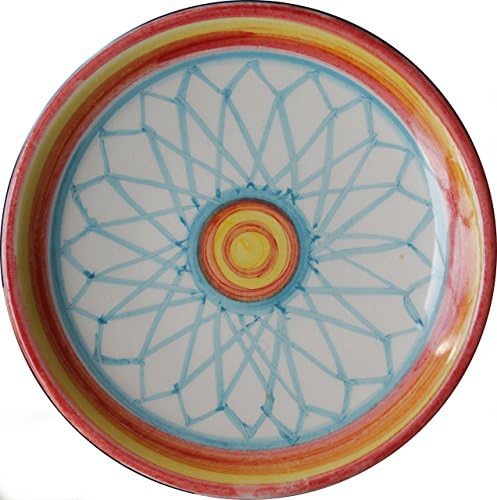 Geometric-Handmade ceramic plate,diameter inch 4.7 high inch 0.8,ready to hang on the wall.Made in Italy, Tuscany, Lucca. Created by Davide Pacini