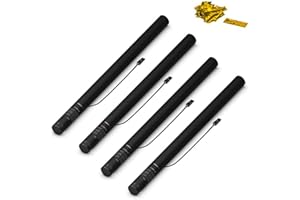 Lot de 4 Canons à Confettis Électrique couleur Or 80cm - Déclenchement avec machine à confettis, 14 Mètres de Portée, canon électrique pour soirée et évènements - SPARKLERS CLUB®