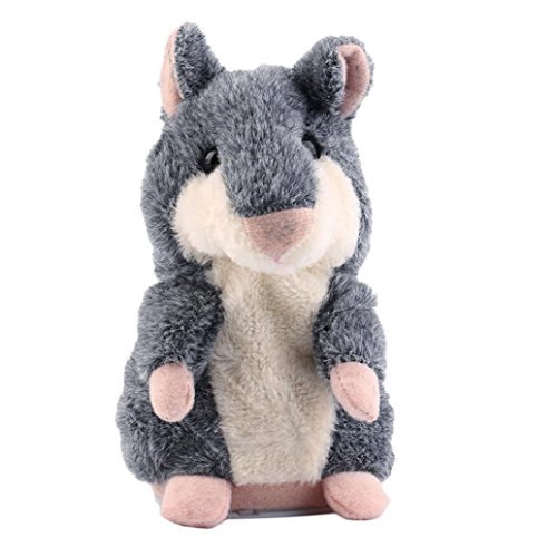 Talking Hamster Toy by Keepwin - Repeat Whatever You Say Cute Funny Electronic Pet Talking Plush Toy for Kids - Great Gift for Childrens (Gray)