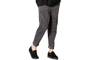 ORANDESIGNE Donna Pantaloni Autunno Inverno Vintage Casual Sciolto Tinta Unita Velluto a Coste Harem Pants Pantaloni a Vita Alta con Elastico in Vita Basic