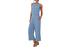 Gyaimxfu 2024 Conjunto Chandal Deportivo Mujer Verano Moda Algodón y Lino Suelto Pantalon y Blusa Fresco y Transpirable Vacaciones Ropa Para El Hogar Fiesta Oficina Negocios Vestir Playa