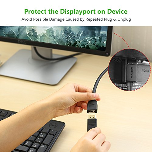 UGREEN Displayport Verlängerungskabel DP Stecker auf Buchse Video Audio Kabel, Vergoldete Kontakte unterstützt für hochwertiges Audio und video und für die neueste HDTV, Projektor, Display 2m - 3