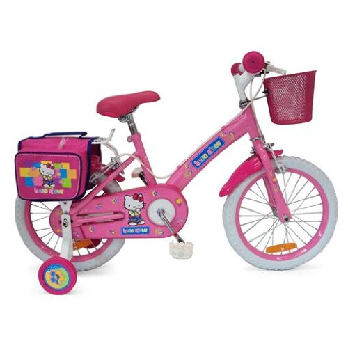 Preisvergleich Produktbild Hello Kitty Kinderfahrrad 40cm (16 Zoll) (Gepäckträger, Körbchen, Fahrradtasche) + Sicherheitsausstattung