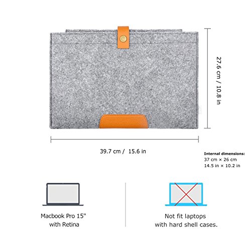 Inateck MP1502 H  lle f  r Apple Macbook Pro Retina 39 1 cm  15 4 Zoll  grau