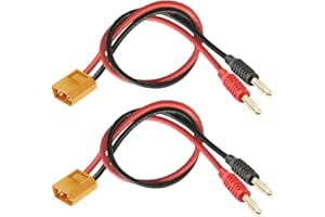 WOODGUILIN XT60 Stecker Connectors，XT60 Steckerstecker auf 4mm Bananenstecker Adapter mit 30cm 12AWG Kabel für RC Hubschrauber，Quadcopter, Lithium Batterien Batterieanschluss(2 Pack XT60)