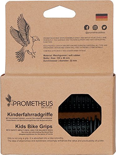 PROMETHEUS Kinderfahrradgriffe 1 Paar | Fahrradgriffe Lenkergriffe mit Sicherheitsende auch für Laufrad und Roller | Kindersicherheitsgriffe mit Sicherheitsprallkopf | Edition 2016 - 3