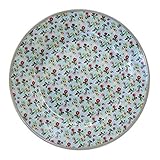 mikrowellengeeignet Krasilnikoff HP119 Desserteller/Kuchenteller/Frühstücksteller - Porzellan - Hellblau - Bunte Blumen - Ø 20 cm