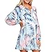 Produktbild Malloom® Frauen Boho Blumendruck V-Ausschnitt Langarm Minikleid Strandkleid S/M/L/XL/XXL