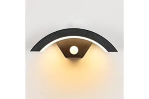 SENQIU Aplique de Pared Moderno 24W Aplique con Sensor de Movimiento, 3000K Negro Luz Calida Lámpara de Pared, Lámpara de Exterior Applique Murale Para Pasillos, Jardines, Puertas, Caminos, IP65