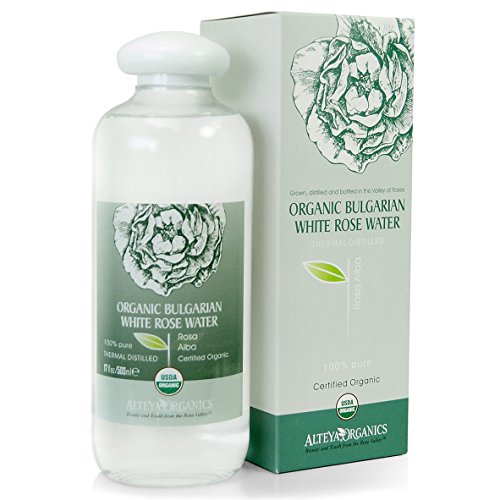 Alteya Organic Bulgarian White Rose Water 500ml - 100% USDA Certified Organic BIG BOTTLE Authentic Pure Natural Rosa Alba Floral Water Steam-Distilled from Fresh Hand Picked White Rose Flower Petals Sold Directly by the Rose Grower and Distiller Alteya Organics from the Heart of the Bulgarian Rose Valley