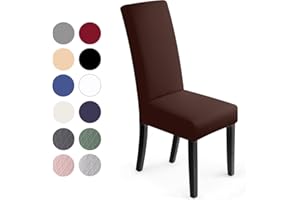BALLADHOME Coprisedie con schienale 6pezzi Elasticizzato Copertura della sedia bi-elastico per una misura universale, Coppia spandex Coprisedia molto facile da pulire e di lunga durata(Confezione da6,Marrone)