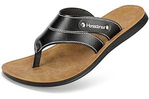 Harssidanzar Flip Flops für Herren, bequeme Vintage-Zehensandalen, leichte Sommer Strand Sandalen KM216