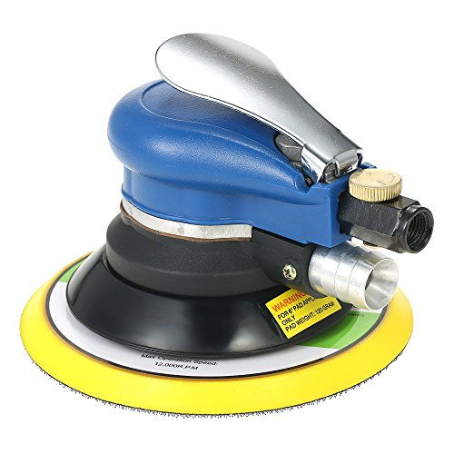 Preisvergleich Produktbild KKmoon 10000 RPM Aluminium Poliermaschine mit Vakuum Tasche, Pneumatisch Doppelaktion Schleifmaschine 150mm Polierteller 90PSI 0.63 MPa Arbeitsdruck, Polieren Schleifen Wachsen Werkzeuge
