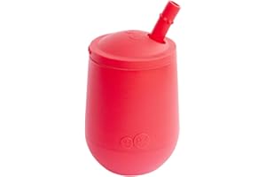 ez pz Mini Cup + Straw Training System - 100% Silicone Training Cup for Infants + Toddlers - Designed by a Pediatric Feeding Specialist - 9 Months+ (Coral)