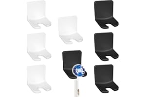 NVGVUP 8 sztuk elektrycznych uchwytów na szczoteczki do zębów: uchwyt ścienny bez otworu, samoprzylepny uchwyt na szczoteczki do zębów, uchwyt na głowicę szczoteczki do zębów (biały/czarny)