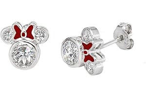 baobei mickey Maus silber Ohrstecker 925 Sterling Silber rosa 5A Zirkonia Hypoallergene kleine Schläfer Minnie Maus Ohrstecker Schmuck Geschenk für Frauen Mädchen Kind mit Schmuckschatulle
