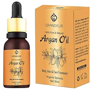 Grandeur 100% Pure And Natural Moroccan Argan Oil 30ml, for Dry and Coarse Hair & Skin care 30mL