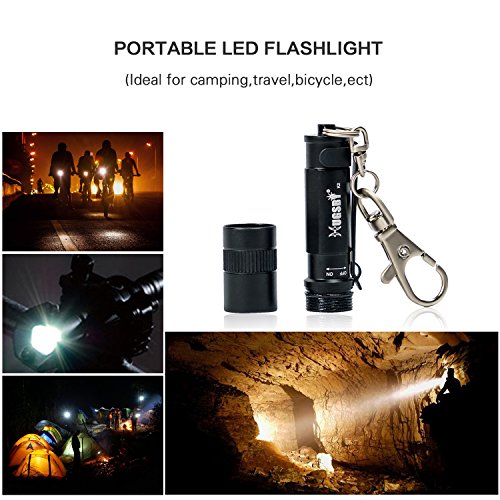 Paragala Aluminum Hand LED Taschenlampen Mini CREE LED Taschenlampe Camping Lampe IPX7 wasserdichte Schlüsselanhänger Taschenlampe für Wandern Jagd Backpacking Angeln und Grill,Batteriebetrieben (Black) - 6