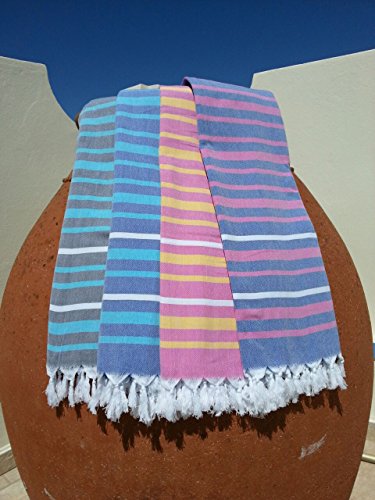 Hamamtuch XXL ‚IBIZA‘ | 150x210cm | Als superdünnes Badetuch oder Strandtuch ideal. | Hochwertige Qualität 100% Baumwolle handgewebt, sehr weich| Original nur von ZusenZomer (150×210 cm, Türkis und gris) - 4