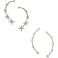 ZENEME White Contemporary Designed Geometrical Ear Cuff Earrings Jewellery For Women & Girl