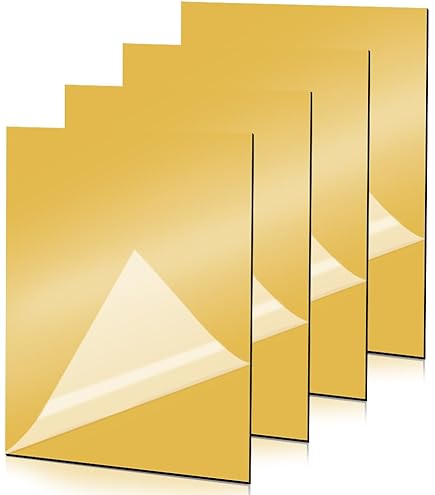 OLYCRAFT 2 stuks 30x30 cm Gouden Acryl Spiegelblad 2,5 mm Dik Acryl Reflecterend Spiegelblad Niet-glas Stijve Getinte Spiegelblad Laser Gepolijste Rand voor Snij- en Graveerwerk Zagen DIY