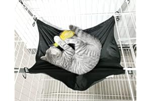 MoYouno Cat Hanging Hammock Bed, Pet Cradle for Large Cat Kitten Ferret Puppy, Double-sided Thick Hammock Cage for Small Animal upto 25KG, Durable, Waterproof, 42x56x0.3cm (Black)