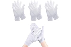 KRYMSON 3 pary białych rękawic bawełnianych, ochrona przeciwpożarowa, wyściełane, dla dżentelmenów, ochrona przed atopowym zapaleniem skóry i oparzeniami