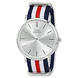 Think Positive Damen Uhr Casual Nylon Armband-Uhr Classic blau weiß UTP3055F