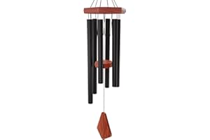 Astarin Memorial Wind Chimes for Outside Deep Tone, Wind Chime Outdoor Sympathy Wind-Chime Personalized with 6 Tuned Tubes, Elegant Chime for Garden Patio Balcony and Home Matte Black