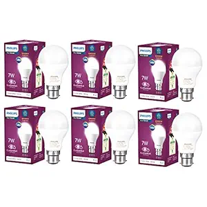 PHILIPS 7W B22 LED Cool Day Light Bulb, Pack of 6 (Ace Saver)