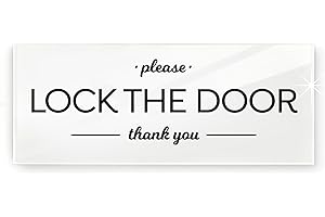Reilly Originals 2x5 Inch Please Lock Door, Premium Acrylic Plexiglass Designer Sign ~ Ready to Stick ~ Durable & Washable