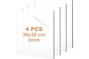Oungy 4 pannelli in vetro acrilico 3 mm, 30 x 30 cm, pannelli in plastica per esterni, pannello acrilico trasparente 3 mm di spessore, disco in plexiglass per decorazione Househld, taglio laser