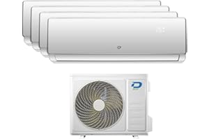Climatiseur Diloc Frozen Pro Quadri-Split, 4x 9000 Btu, R32, A++/A+, avec WiFi Intégré, Télécommande - Système de Climatisation avec 4 Unités Internes et 1 Externe