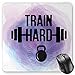 Produktbild HYYCLS Fitness Mauspads, Watercolors Style Train Hard Life Message Kettlebell and Barbell, Standard Size Rectangle Non-Slip Rubber Mousepad, Lavender Pale Blue Black
