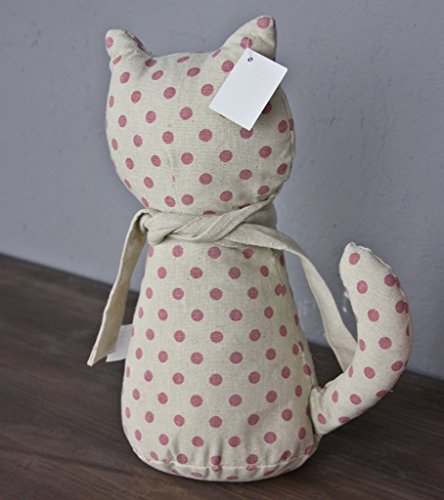 Türstopper Katze beige rosa Punkte Kissen Doorstop + Füllung Deko Sand