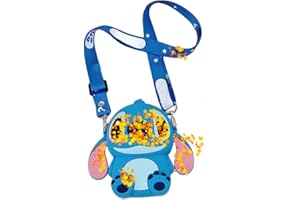 ISABELLA MOON Kids Purse Girls Silicone Mini Children's Coin Purse Cute Cartoon Shoulder Bag Crossbody Bag Accessories Bags Adjustable Strap for Kids Gift Travel Holiday (Blue Stch)