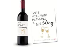 SEUNKIEER 2 x Flaschenetikett Pairs Well with PLANNING A Wedding CHEERS TO A LIFETIME OF LOVE 10x12,7cm Flaschenetiketten Weinflaschen Aufkleber Gastgeschenke Hochzeit Standesamt Deko, Hochzeitsspiele für Gäste