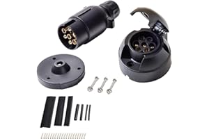 Feuunly Spina Presa 7 Poli Rimorchio, Spina 7 Poli E Presa 7 Poli Rimorchio 12V Connettori Impermeabile Guarnizione in Gomma Kit, con Tubo Termoretraibile E Detrazione Filo Rame(Fine della Vite)