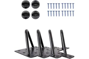 Signstek 8 Inch Heavy Duty Hairpin Furniture Legs, Metal Home DIY Projects for TV Stand, Sofa, Cabinet, etc with Rubber Floor Protectors Black 4PCS