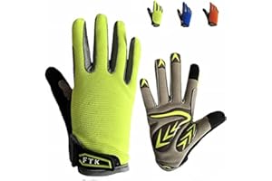 FINGER TEN Kids Cycling Gloves Junior Boy Girl Youth, Children's Touch Screen Anti-slip Riding Gloves for Outdoor Sports Road Mountain Bike, Gel Padding Bicycle Full Finger Gloves Pair
