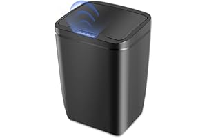 WMLBK Automatyczny kosz na śmieci, 12 l, z czujnikiem ruchu, automatyczny kosz na śmieci z pokrywą, bezdotykowy kosz na śmieci do kuchni, łazienki, łazienki lub biura (czarny)