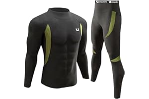 UNIQUEBELLA Mens Thermal Underwear Set Long Sleeve Turtleneck Tops Long Johns Thermal Base Layer Bottom Fleece Lined Quick Drying
