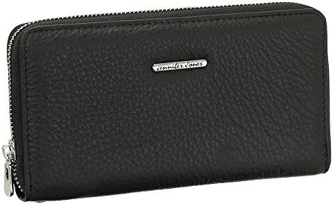 Ledershop24Luxury Ladies XXL Leather Long Wallet Purse with 18 Card Slots in Brown with Keyring, black