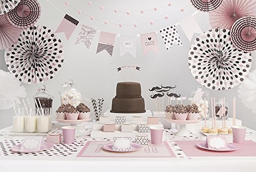 Partyset Komplettset rosa 48 teilig Partygeschirr Geburtstag Kindergeburtstag Teller Becher Servietten Party Deko
