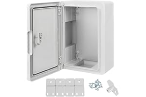 RALERTREIK Armario de Distribución para Pared con Placa de Montaje Galvanizada, Caja Industrial de Control Vacía de Plástico ABS con Puerta Protección IP65, tamaño 200x300x130