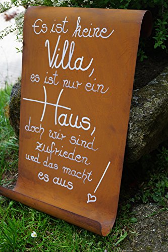 Edelrost Tafel mit Welle Spruch „Villa“ Eingang Gartendekoration - 2