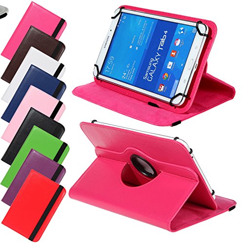 Universal Rotation Tasche für Tablet Modelle in 7, 8 oder 10 Zoll Größe Case Schutz Hülle Cover (7 Zoll, Pink)