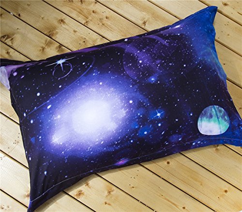 Morbuy 3D Duvet Cover Set, 3pcs/4pcs Galaxy Sky Printing Bedding Sets Single/Queen Size Polyester Microfiber Zipper Bed Linen Duvet Cover Set (Single Size 3pcs, F)